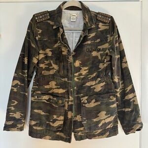 Toska Women's Green Camouflage Utility Jacket Sz Small 100% Cotton